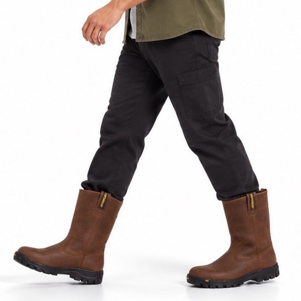 Caterpillar Revolver M12 Brown Leather Pull On Work Boots P51034 Soft Toe 117-07